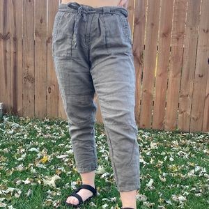 Green Capri Canvas Cargo Pants